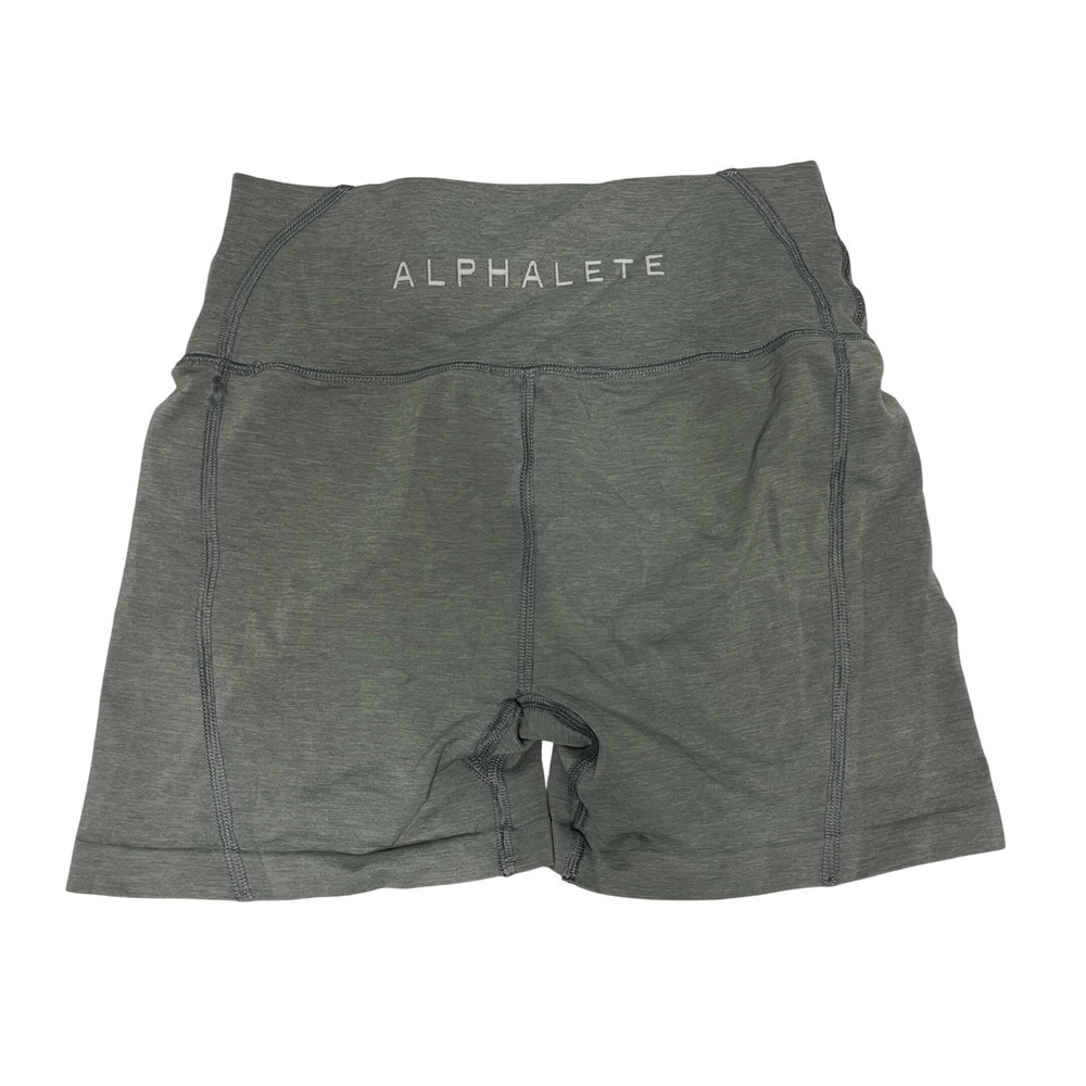 Alphalete Womens High Waisted Biker Shorts Blue/Green Heathered Size M